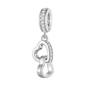 (imagem para) Pingente de Corações Entrelaçados Estilo Pandora com Dangle - SCC2455
