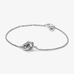 Bracelete Pandora Signature em Cadeia Entrelaçada com Pavé - 592742C01 (imagem para) Bracelete Pandora Signature em Cadeia Entrelaçada com Pavé - 592742C01