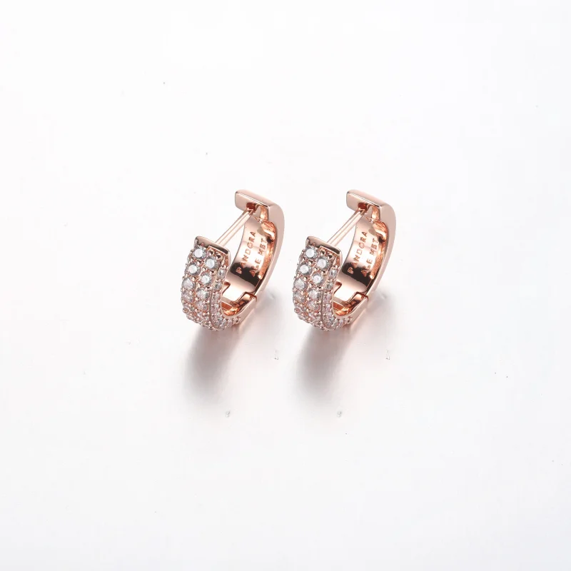 (imagem para) Brincos Argola Dupla Fileira de Pavê Pandora Timeless - 282622C01 - Visualizar 2