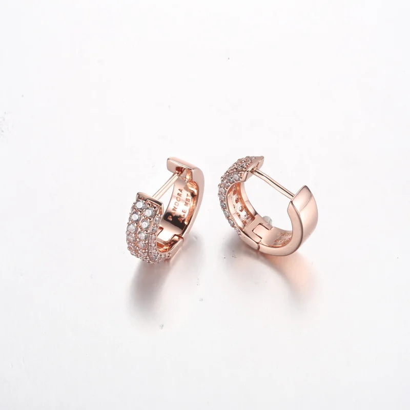 (imagem para) Brincos Argola Dupla Fileira de Pavê Pandora Timeless - 282622C01 - Visualizar 4