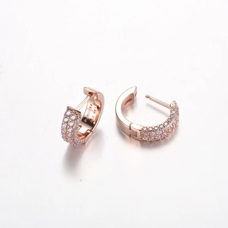 (imagem para) Brincos Argola Dupla Fileira de Pavê Pandora Timeless - 282622C01 - Visualizar 5