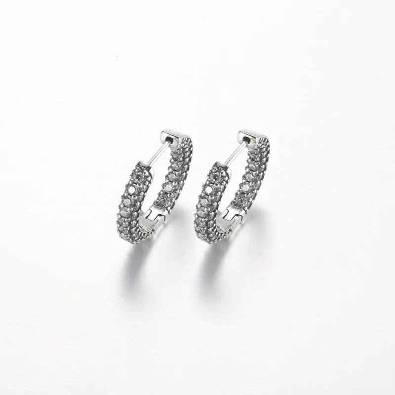 (imagem para) Brincos Argola Pandora Timeless Pavé de Fileira Única - 292624C01 - Visualizar 2