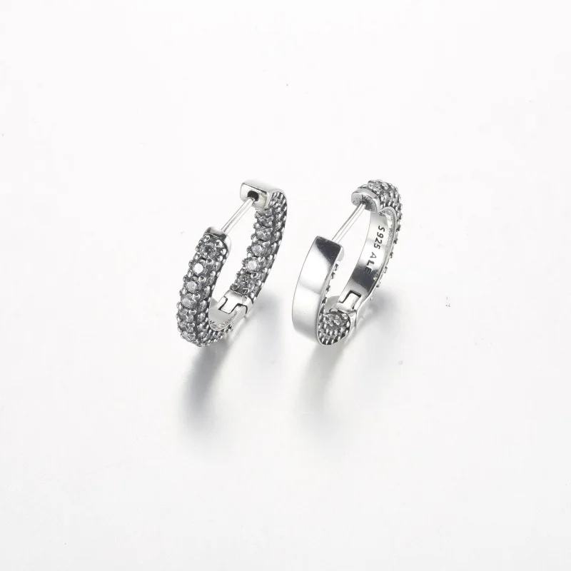 (imagem para) Brincos Argola Pandora Timeless Pavé de Fileira Única - 292624C01 - Visualizar 3