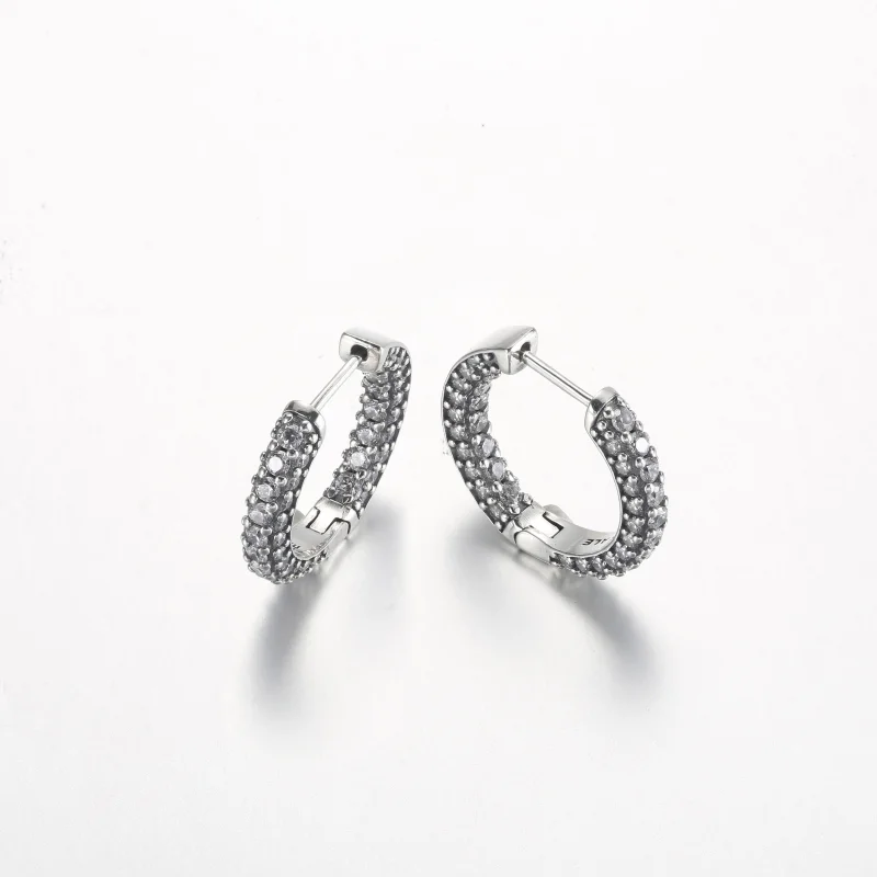 (imagem para) Brincos Argola Pandora Timeless Pavé de Fileira Única - 292624C01 - Visualizar 4