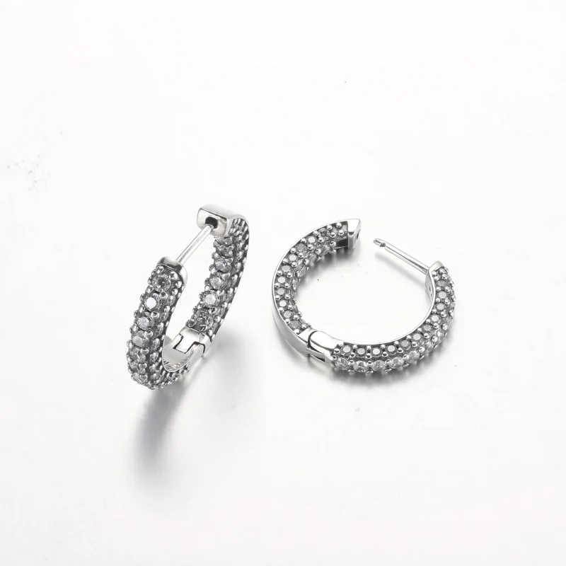(imagem para) Brincos Argola Pandora Timeless Pavé de Fileira Única - 292624C01 - Visualizar 5