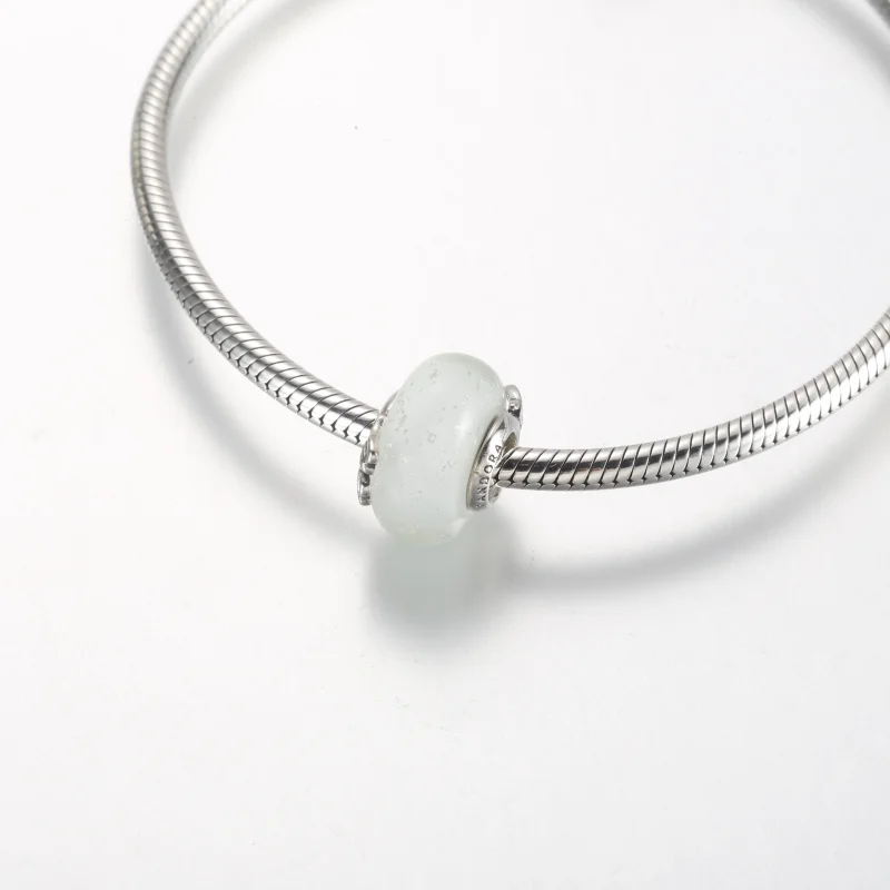 (imagem para) Charm Pandora Brilhante Branco Vidro Murano Mãe e Amor - 792655C00 - Visualizar 4
