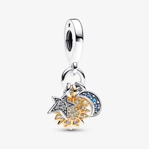 (imagem para) Charm Pandora Duotônico Triplo Pingente Celestial - 762676C01