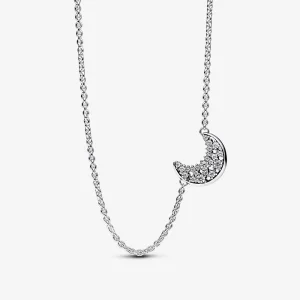 (imagem para) Colar de prata esterlina Pandora Moon com zircônia cúbica incolor - 392785C01