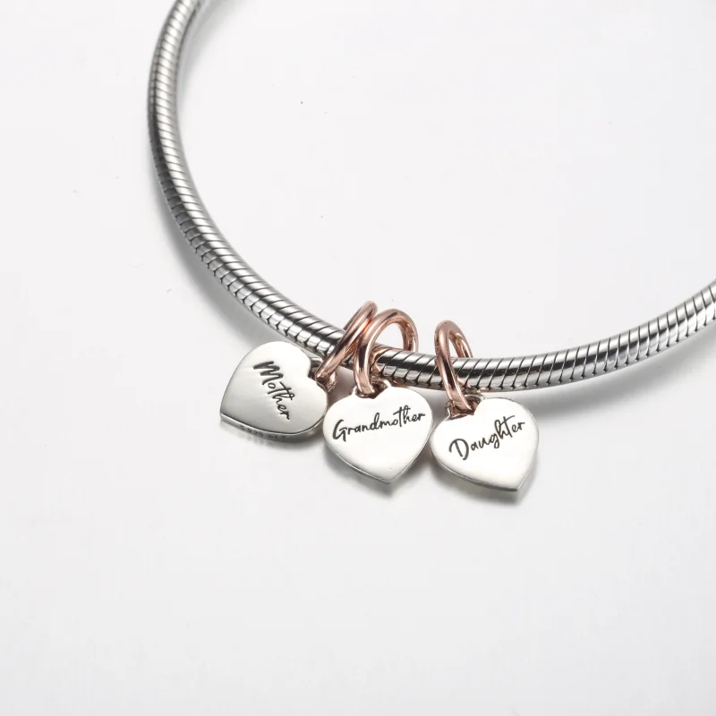 (imagem para) Pandora Duas Cores Família de Corações Divisível Geração Pingente Triplo - 78264 - Visualizar 4