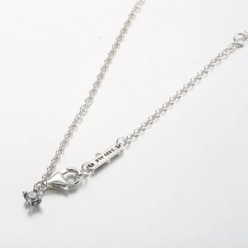 (imagem para) Pandora Sparkling Round Halo Pendant Collier Necklace - 361174C01-45 - Visualizar 4