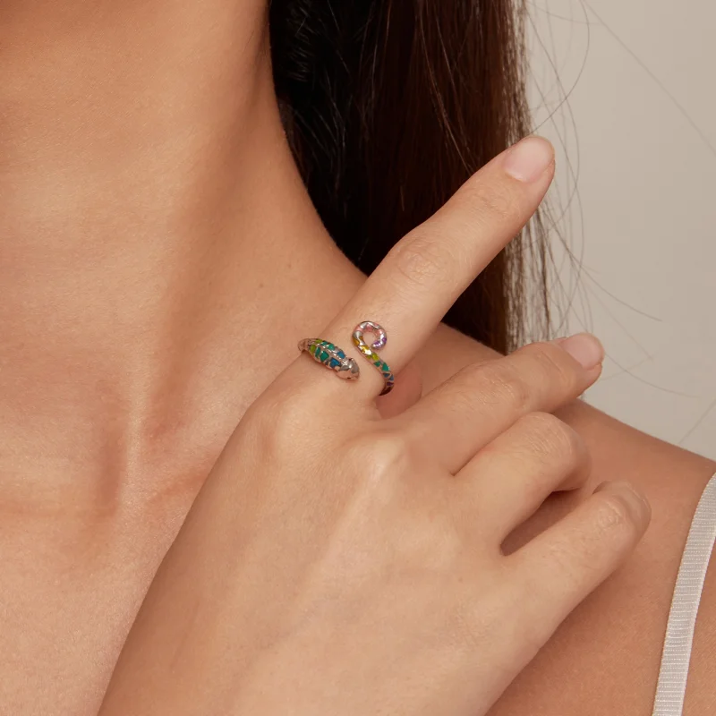 (imagem para) Anel Aberto Camaleão Estilo Pandora - BSR475-E - Visualizar 5