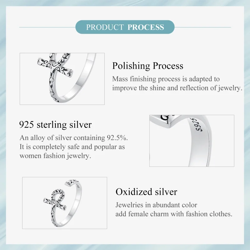 (imagem para) Anel Aberto Cruz Ankh Estilo Pandora - SCR972-E - Visualizar 6