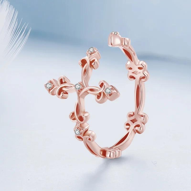 (imagem para) Anel Aberto Cruz Prata Estilo Pandora - BSR041-C - Visualizar 2