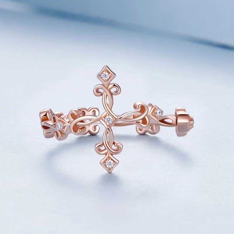 (imagem para) Anel Aberto Cruz Prata Estilo Pandora - BSR041-C - Visualizar 3