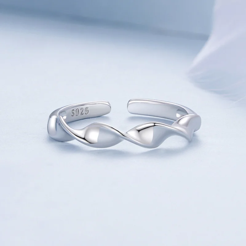 (imagem para) Anel Aberto de Prata Sterling Torcida Estilo Pandora - BSR468-E - Visualizar 3