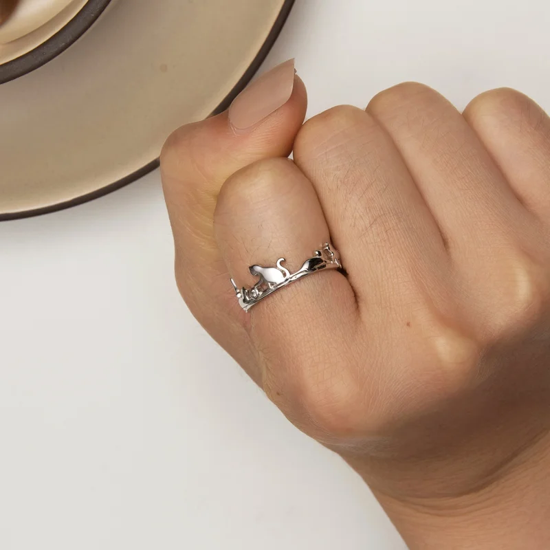 (imagem para) Anel Aberto Estilo Pandora Gato - SCR944-E - Visualizar 2