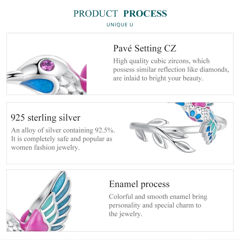 (imagem para) Anel Aberto Estilo Pandora Martim-Pescador - BSR483-E - Visualizar 5