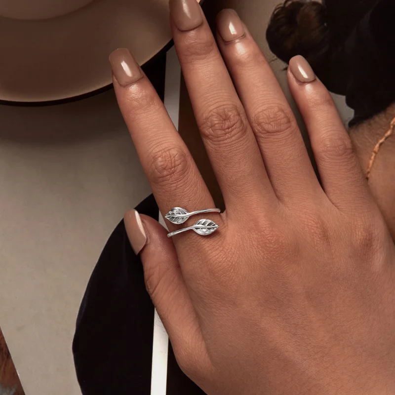 (imagem para) Anel Aberto Folha Estilo Pandora - SCR975-E - Visualizar 5