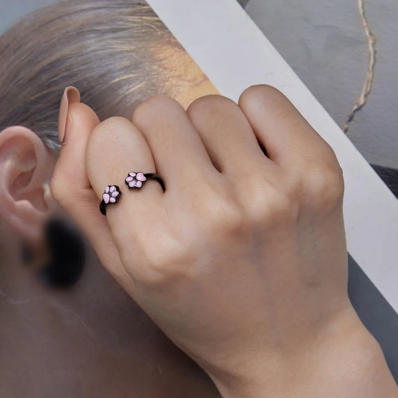 (imagem para) Anel Aberto Garra de Gato Preto Estilo Pandora - SCR913 - Visualizar 6