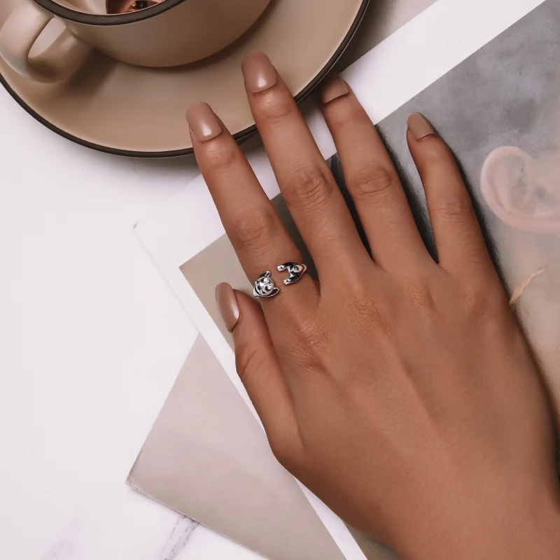 (imagem para) Anel Aberto Panda Estilo Pandora - SCR969-E - Visualizar 4