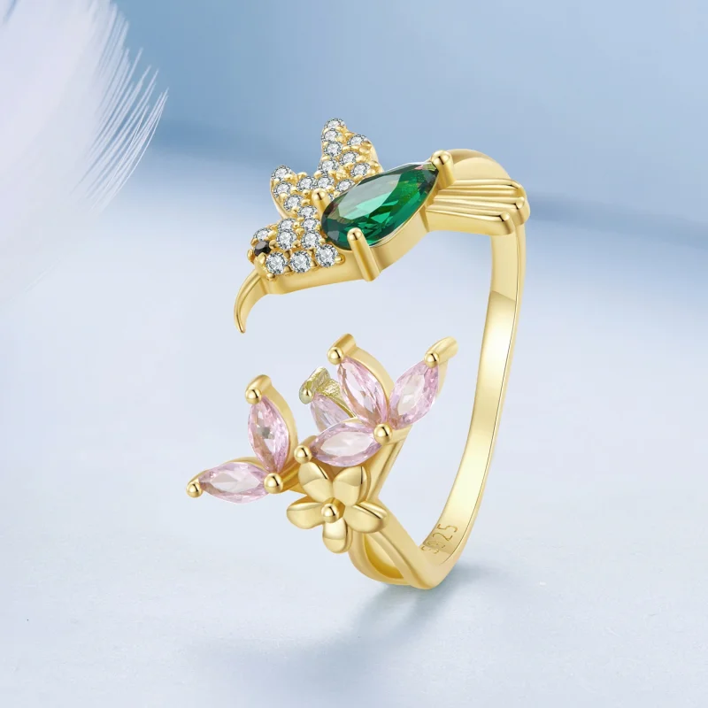 (imagem para) Anel Aberto Presente do Beija-Flor Estilo Pandora - Prata S925 - BSR016-B - Visualizar 2