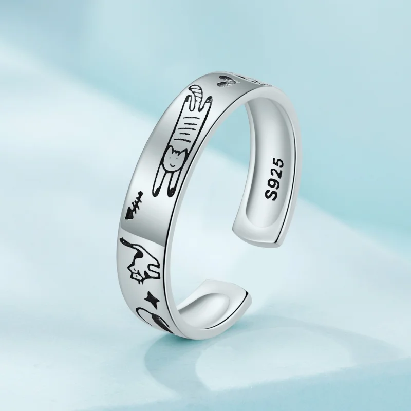 (imagem para) Anel Abrir Estilo Rabisco de Gato Pandora - SCR951-E - Visualizar 2