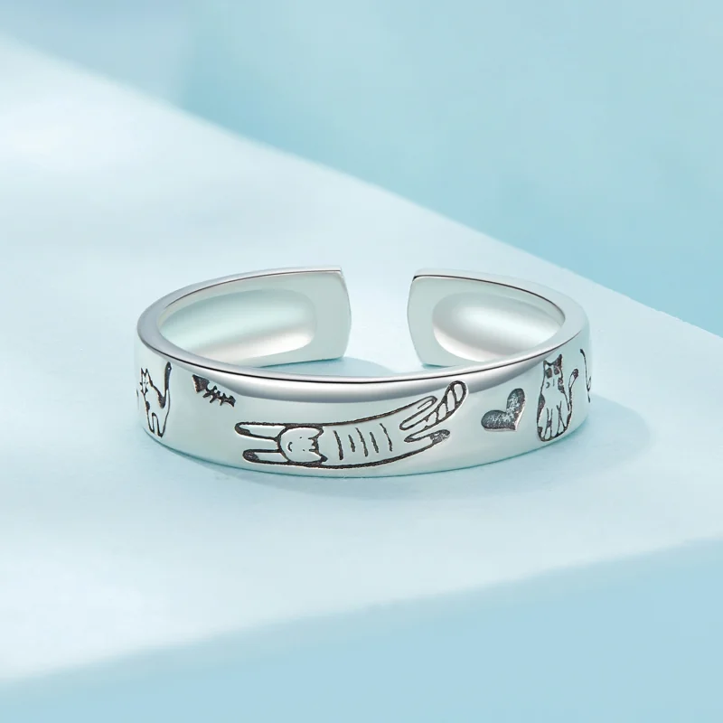 (imagem para) Anel Abrir Estilo Rabisco de Gato Pandora - SCR951-E - Visualizar 3