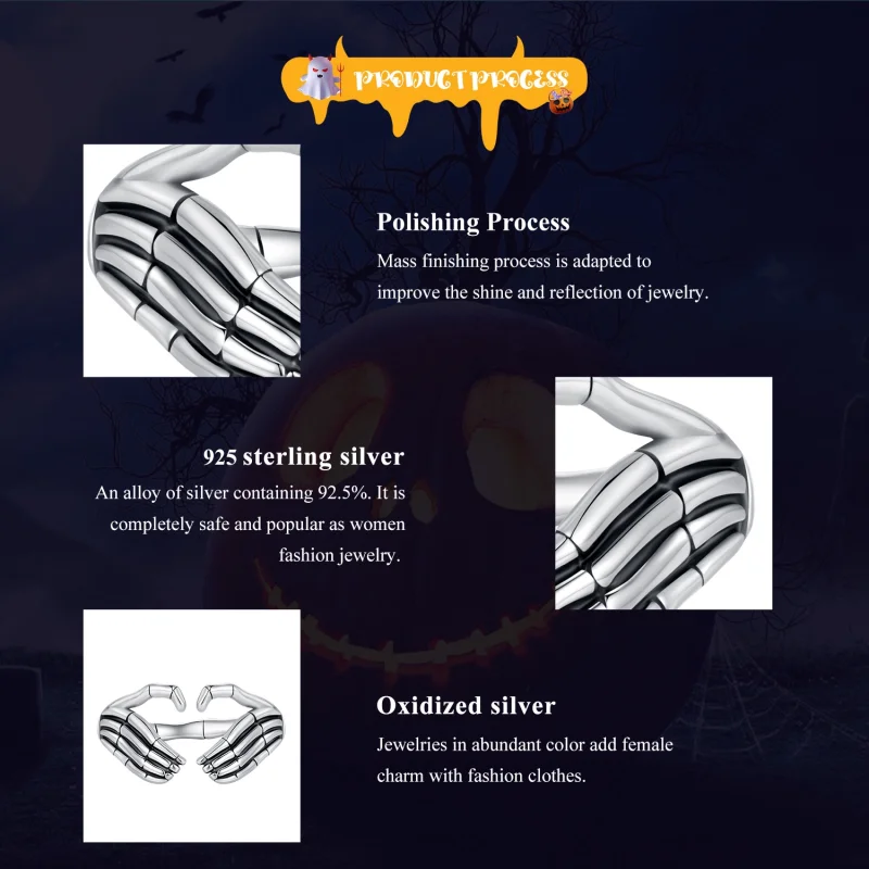 (imagem para) Anel de Mão Esquelética Estilo Pandora Abrindo - SCR971-E - Visualizar 6