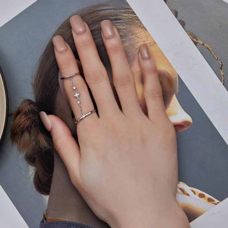 (imagem para) Anel Duplo Aberto Estilo Pandora com Corrente - BSR405 - Visualizar 6