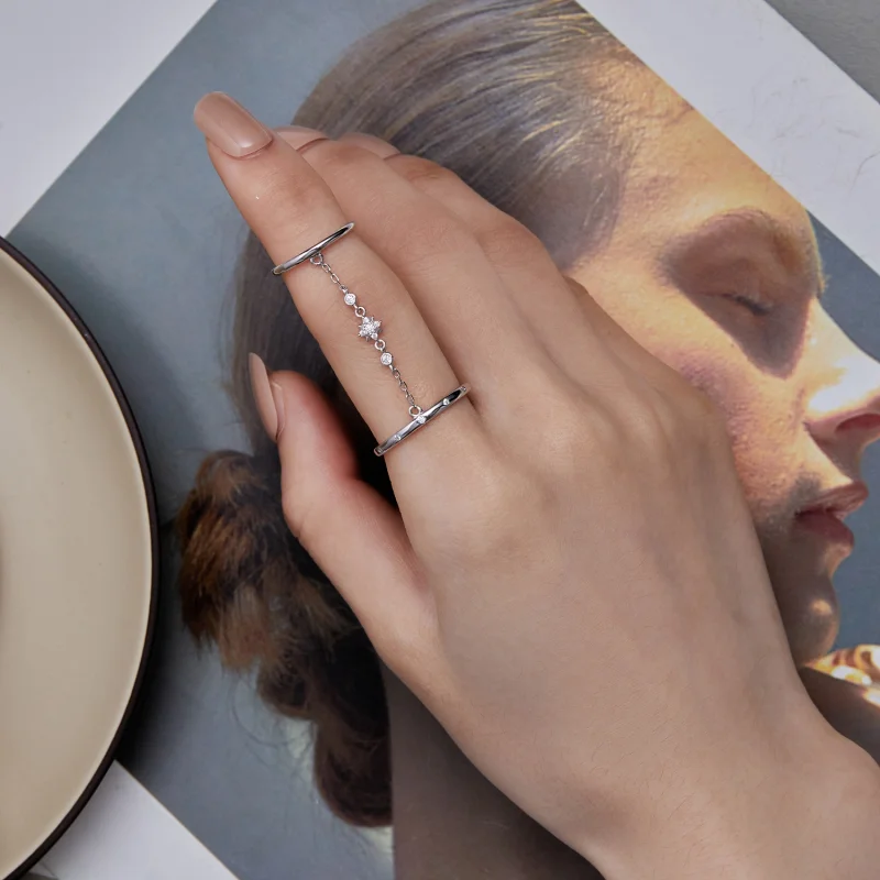 (imagem para) Anel Duplo Aberto Estilo Pandora com Corrente - BSR405 - Visualizar 7