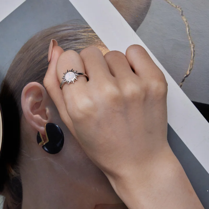 (imagem para) Anel Sol Opala Estilo Pandora - BSR398 - Visualizar 7