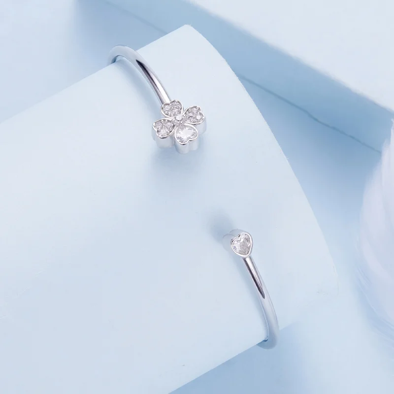 (imagem para) Bracelete Aberto Trevo de Quatro Folhas Estilo Pandora - BSB134 - Visualizar 2