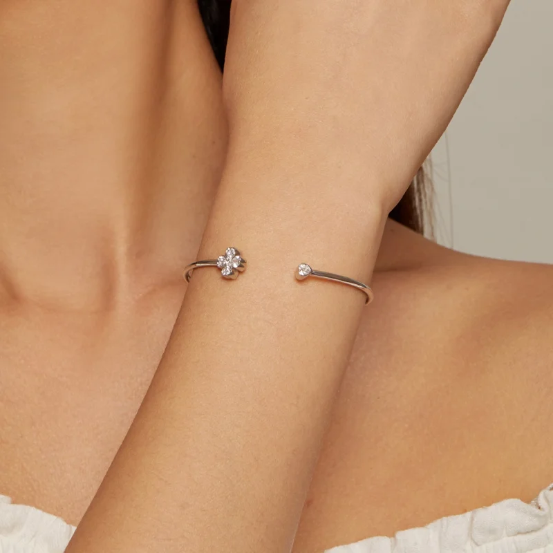 (imagem para) Bracelete Aberto Trevo de Quatro Folhas Estilo Pandora - BSB134 - Visualizar 5