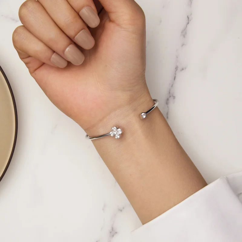 (imagem para) Bracelete Aberto Trevo de Quatro Folhas Estilo Pandora - BSB134 - Visualizar 7