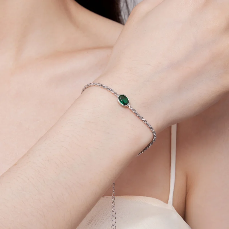 (imagem para) Bracelete Chopard em Zircônia Verde de Luxo Leve Estilo Pandora - BSB116 - Visualizar 6