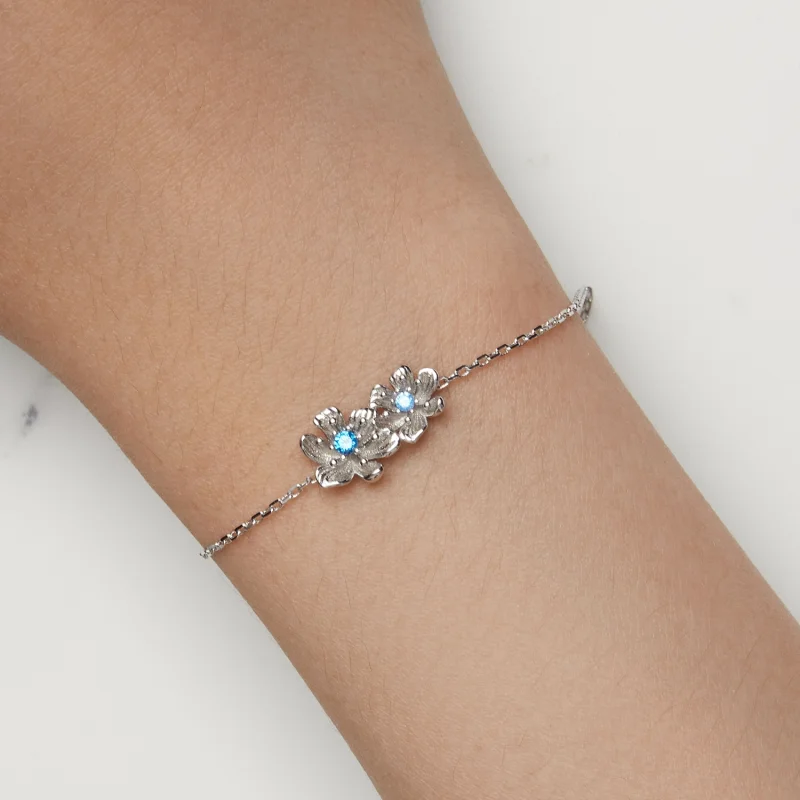 (imagem para) Bracelete de Corrente com Flores Azuis Estilo Pandora - BSB138 - Visualizar 7