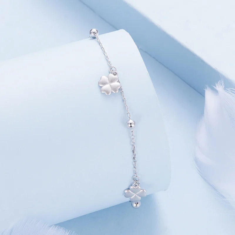 (imagem para) Bracelete de Corrente de Trevo de Quatro Folhas Estilo Pandora - BSB139 - Visualizar 3