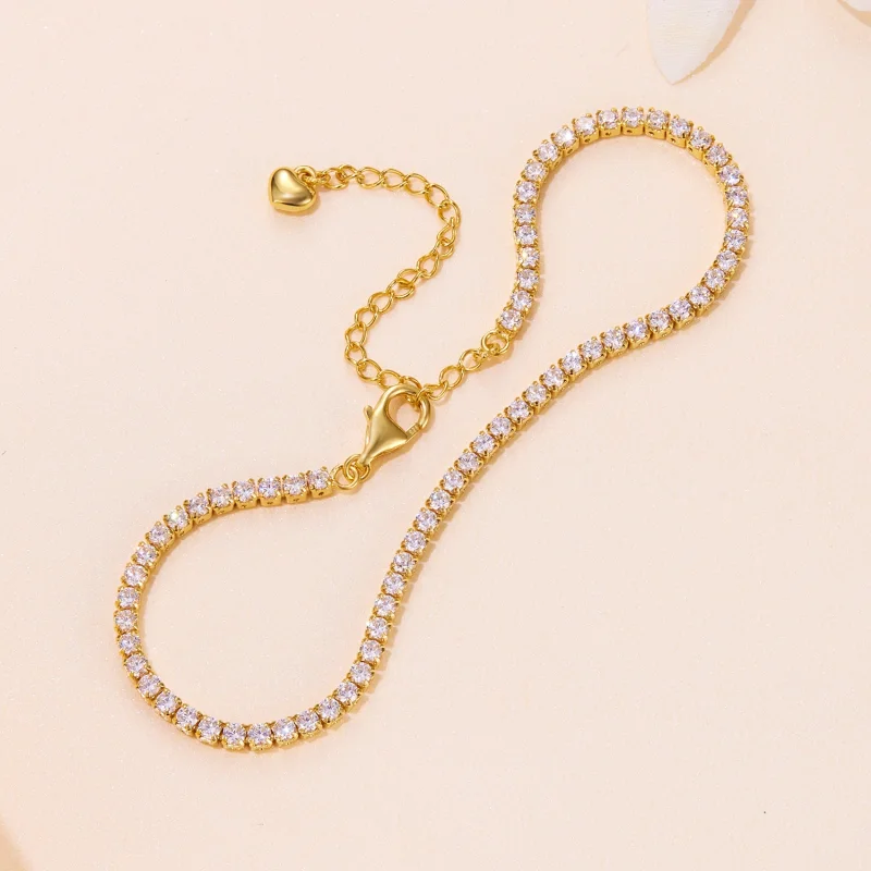 (imagem para) Bracelete de Corrente em Zircão Dourado Estilo Pandora Exquisito - BSB097-B - Visualizar 3