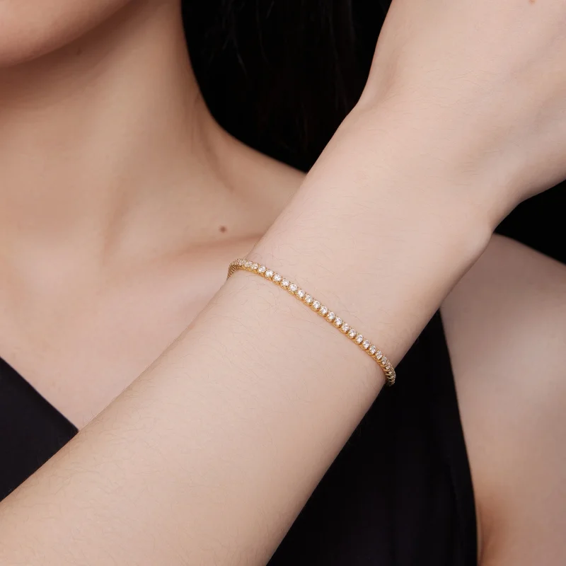 (imagem para) Bracelete de Corrente em Zircão Dourado Estilo Pandora Exquisito - BSB097-B - Visualizar 8