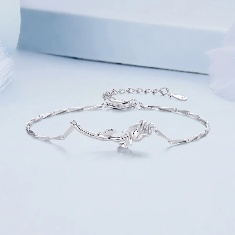 (imagem para) Bracelete de Corrente Estilo Pandora com Rosa - BSB146 - Visualizar 3