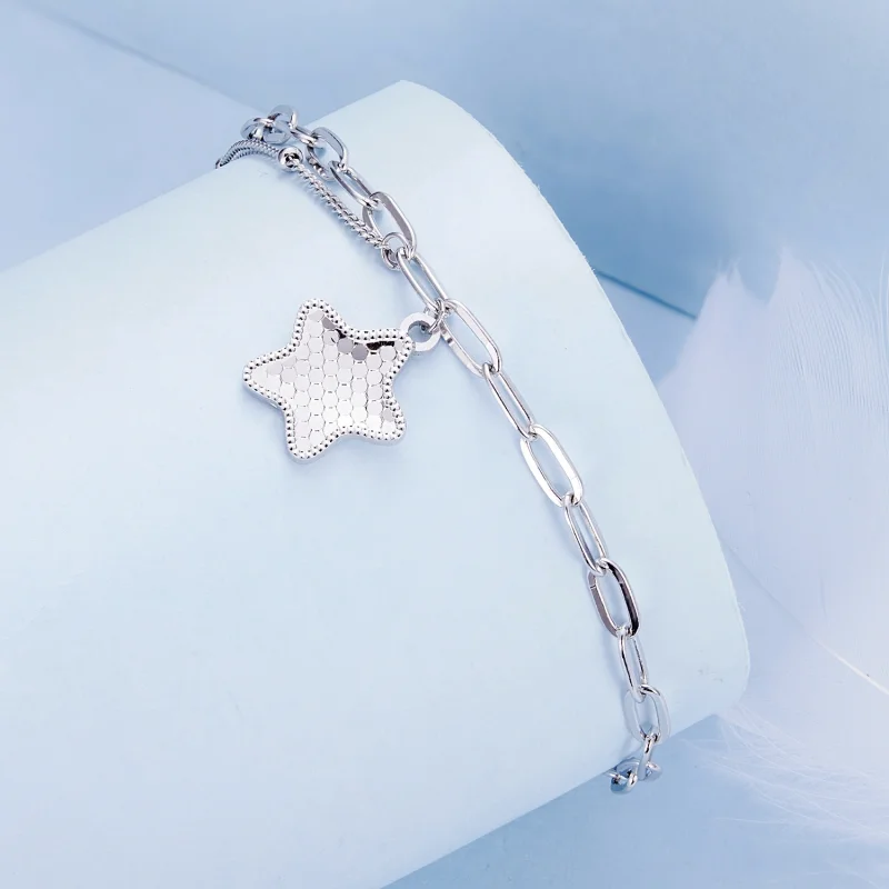 (imagem para) Bracelete de Corrente Estrela Brilhante Estilo Pandora - BSB137 - Visualizar 3