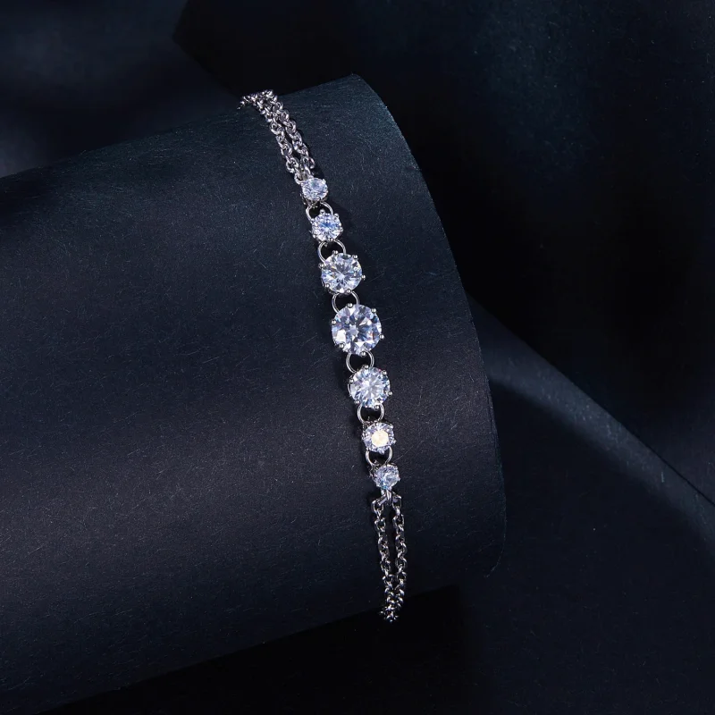 (imagem para) Bracelete de Moissanite Estilo Pandora (Um Certificado) - MSB008 - Visualizar 2