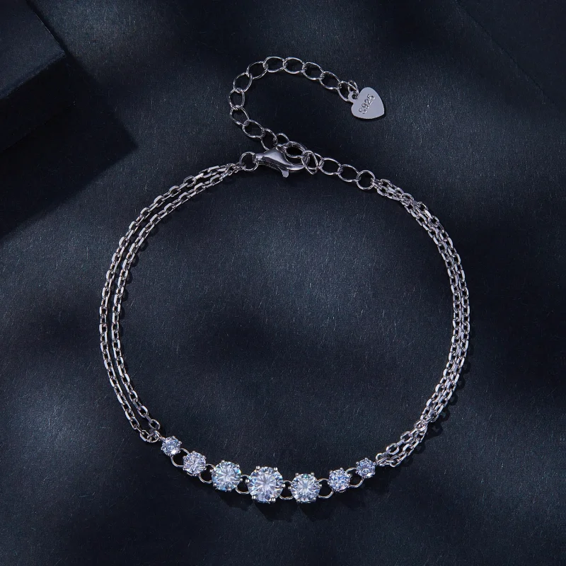 (imagem para) Bracelete de Moissanite Estilo Pandora (Um Certificado) - MSB008 - Visualizar 3