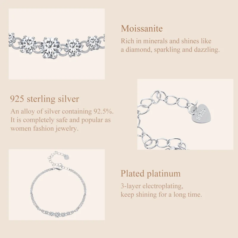 (imagem para) Bracelete de Moissanite Estilo Pandora (Um Certificado) - MSB008 - Visualizar 6