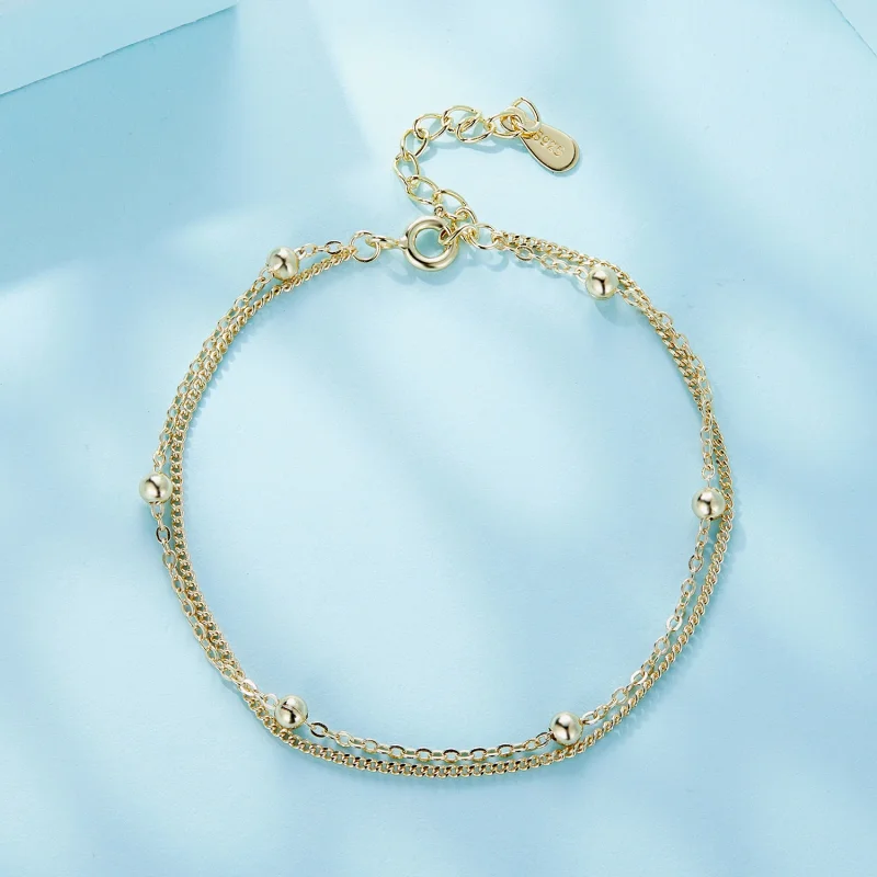 (imagem para) Bracelete Pandora Style de Corrente com Contas Douradas - SCB131-B - Visualizar 3