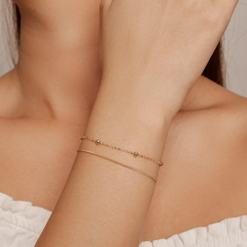 (imagem para) Bracelete Pandora Style de Corrente com Contas Douradas - SCB131-B - Visualizar 5