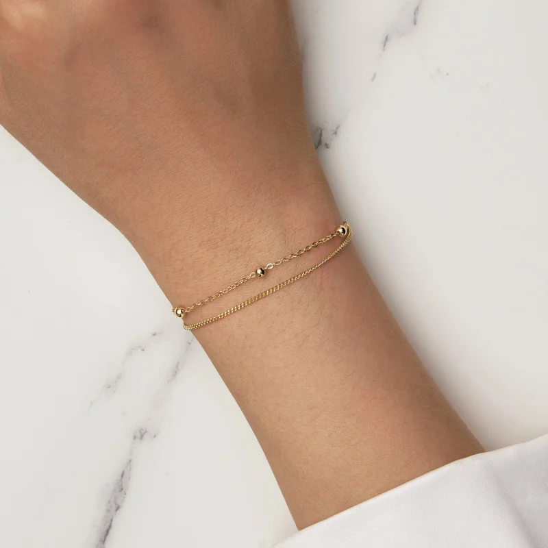 (imagem para) Bracelete Pandora Style de Corrente com Contas Douradas - SCB131-B - Visualizar 6