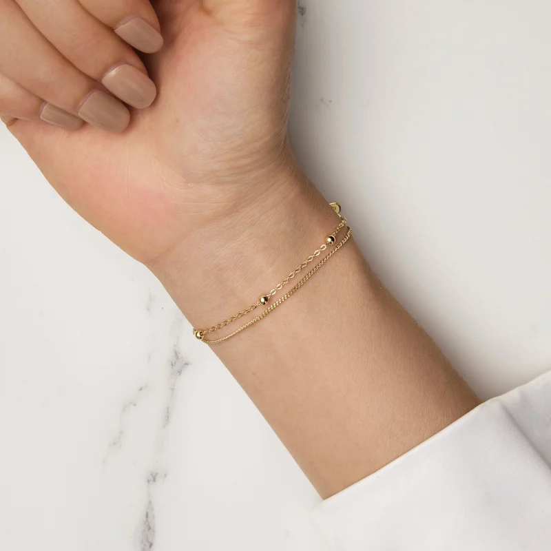 (imagem para) Bracelete Pandora Style de Corrente com Contas Douradas - SCB131-B - Visualizar 7