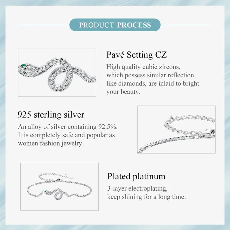(imagem para) Bracelete Pandora Style Spirit Snake Chain - SCB261 - Visualizar 6
