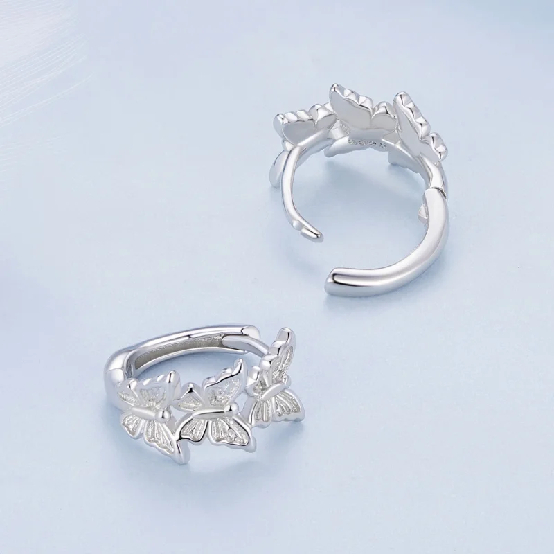 (imagem para) Brincos Argola Borboleta Estilo Pandora - BSE908 - Visualizar 4